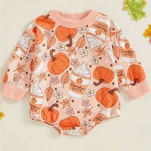 NWOT Pumpkin Spice Latte bubble romper 12-18 months